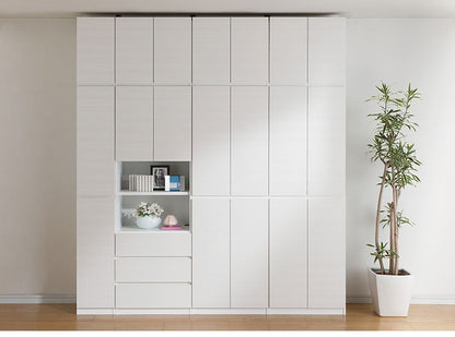 国産 壁面収納 キャビネット 幅60cm 高さ180cm ホワイト 白木目 スライド本棚 ボトルラック付 巾木 配線穴 耐震ラッチ 白井産業(代引不可)