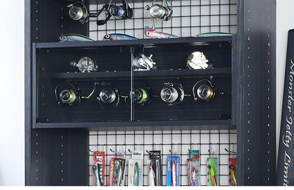 白井産業 ぺスカレージ リール キャビネット 収納 釣り具収納 釣り 幅75.2 奥行き27.1 高さ29.1 収納 ロータイプ ブラック 黒 おしゃれ ガラス扉 ラック(代引不可)