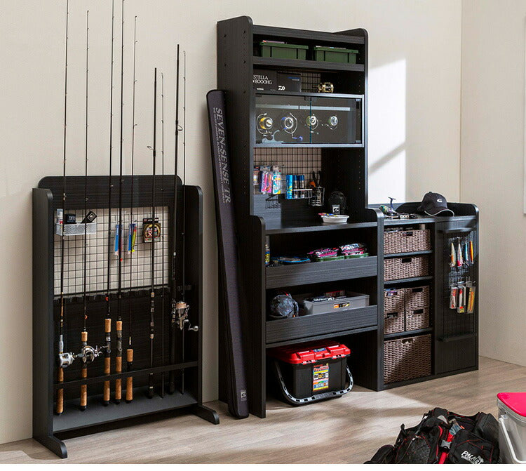 白井産業 ぺスカレージ リール キャビネット 収納 釣り具収納 釣り 幅75.2 奥行き27.1 高さ29.1 収納 ロータイプ ブラック 黒 おしゃれ ガラス扉 ラック(代引不可)