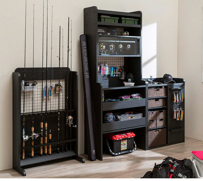 白井産業 ぺスカレージ リール キャビネット 収納 釣り具収納 釣り 幅75.2 奥行き27.1 高さ29.1 収納 ロータイプ ブラック 黒 おしゃれ ガラス扉 ラック(代引不可)