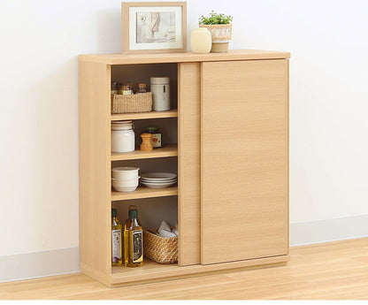 カウンター下収納 キャビネット 棚 幅75cm 高さ85cm 奥行30cm ナチュラルブラウン カウンター下 引き戸 収納 白井産業(代引不可)