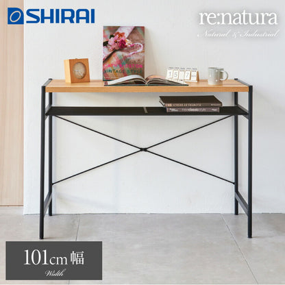 白井産業 リナチュラ デスク 幅101 奥行き40.8 机 作業机 パソコンデスク 収納 収納付き 棚付き おしゃれ アンティーク 北欧 ヴィンテージ 在宅勤務 テレワーク(代引不可)