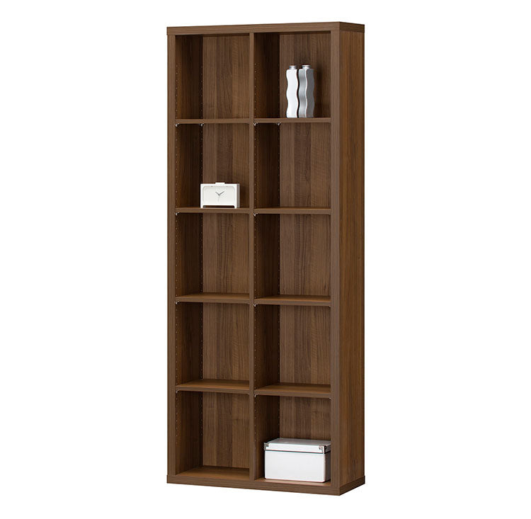 本棚 オープンラック フリーラック 幅76cm 高さ186cm ナチュラルブラウン 全棚可動 本棚 シェルフ 漫画 木製 コミックラック 書棚 ブックシェルフ 白井産業(代引不可)