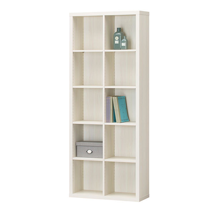 本棚 オープンラック フリーラック 幅76cm 高さ186cm ナチュラルブラウン 全棚可動 本棚 シェルフ 漫画 木製 コミックラック 書棚 ブックシェルフ 白井産業(代引不可)