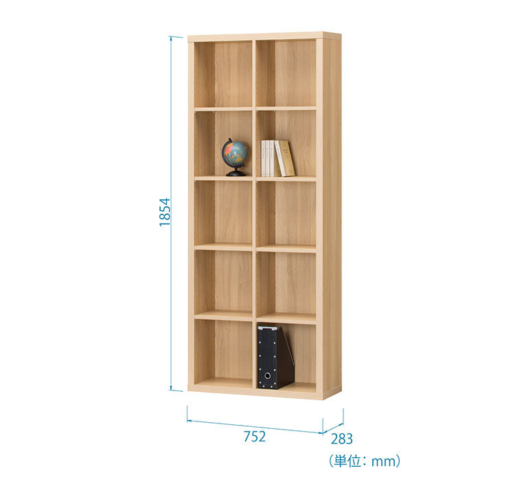 本棚 オープンラック フリーラック 幅76cm 高さ186cm ナチュラルブラウン 全棚可動 本棚 シェルフ 漫画 木製 コミックラック 書棚 ブックシェルフ 白井産業(代引不可)