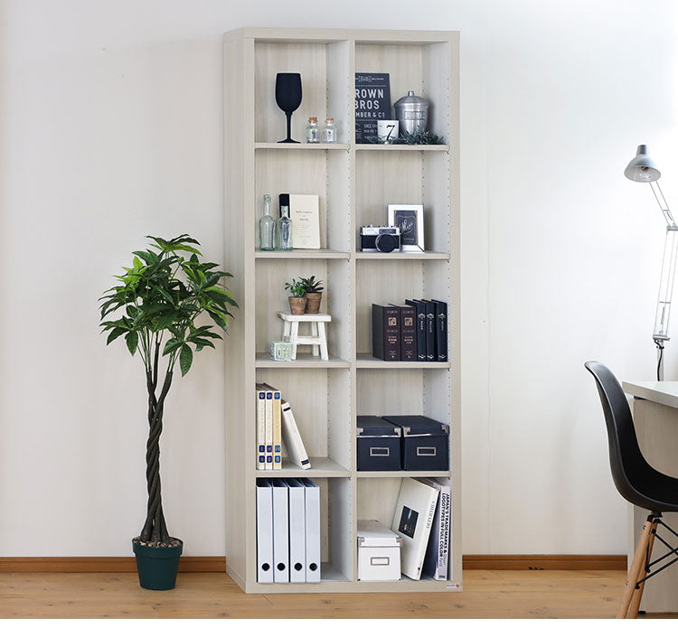 本棚 オープンラック フリーラック 幅76cm 高さ186cm ナチュラルブラウン 全棚可動 本棚 シェルフ 漫画 木製 コミックラック 書棚 ブックシェルフ 白井産業(代引不可)