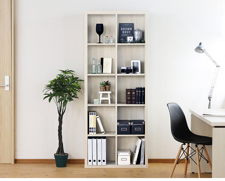 本棚 オープンラック フリーラック 幅76cm 高さ186cm ナチュラルブラウン 全棚可動 本棚 シェルフ 漫画 木製 コミックラック 書棚 ブックシェルフ 白井産業(代引不可)