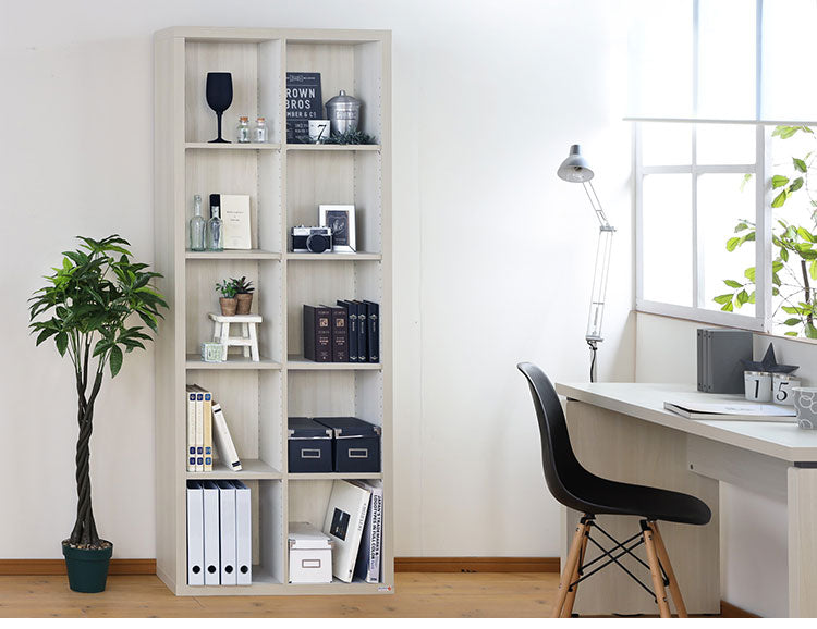 本棚 オープンラック フリーラック 幅76cm 高さ186cm ナチュラルブラウン 全棚可動 本棚 シェルフ 漫画 木製 コミックラック 書棚 ブックシェルフ 白井産業(代引不可)