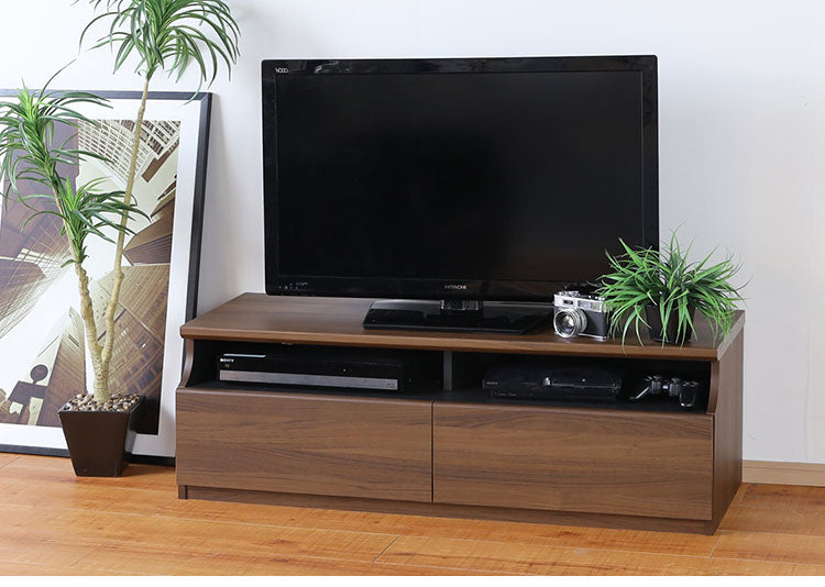 テレビ台 幅119cm 高さ40cm ナチュラルブラウン 50V型対応 シンプル 一人暮らし リビングボード TV台 TVボード 収納 フラップ扉 天然木 北欧 シンプル モダン ウォールナット おしゃれ家具 白井産業(代引不可)