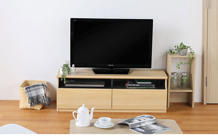 テレビ台 幅119cm 高さ40cm ナチュラルブラウン 50V型対応 シンプル 一人暮らし リビングボード TV台 TVボード 収納 フラップ扉 天然木 北欧 シンプル モダン ウォールナット おしゃれ家具 白井産業(代引不可)