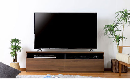 テレビ台 幅149cm 高さ40cm 65V型対応 シンプル 一人暮らし リビングボード TV台 TVボード 収納 フラップ扉 天然木 北欧 シンプル モダン ウォールナット おしゃれ家具 白井産業(代引不可)