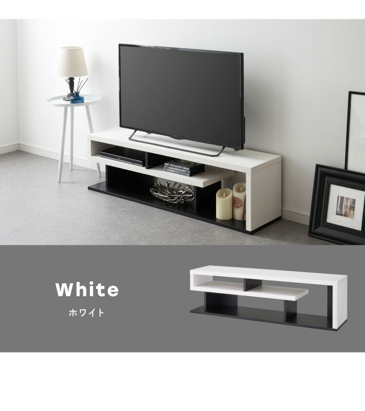 テレビ台 ローボード ヴォルデバ 幅120cm ダークブラウン ホワイト 収納 高さ34.2cm 木目調 シンプル モダン ユニーク 幾何学 スタイリッシュ おしゃれ クール ロースタイル ローデスク ローテーブル 白井産業 (代引不可)