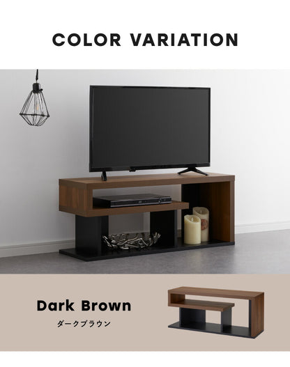 テレビ台 ローボード ヴォルデバ 幅90cm ダークブラウン ホワイト 収納 高さ37.5cm 木目調 シンプル モダン ユニーク 幾何学 スタイリッシュ おしゃれ クール ローデスク テーブル ローテーブル 白井産業 (代引不可)