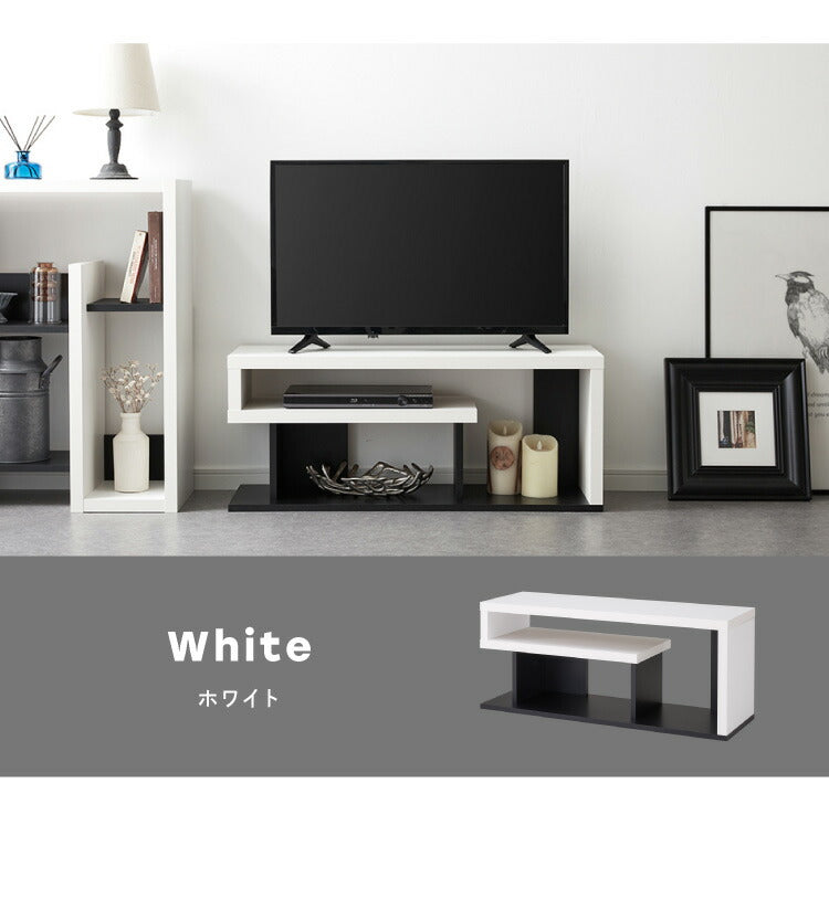 テレビ台 ローボード ヴォルデバ 幅90cm ダークブラウン ホワイト 収納 高さ37.5cm 木目調 シンプル モダン ユニーク 幾何学 スタイリッシュ おしゃれ クール ローデスク テーブル ローテーブル 白井産業 (代引不可)