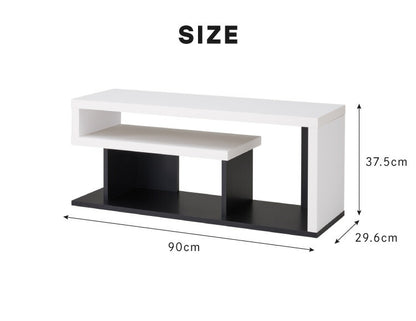 テレビ台 ローボード ヴォルデバ 幅90cm ダークブラウン ホワイト 収納 高さ37.5cm 木目調 シンプル モダン ユニーク 幾何学 スタイリッシュ おしゃれ クール ローデスク テーブル ローテーブル 白井産業 (代引不可)