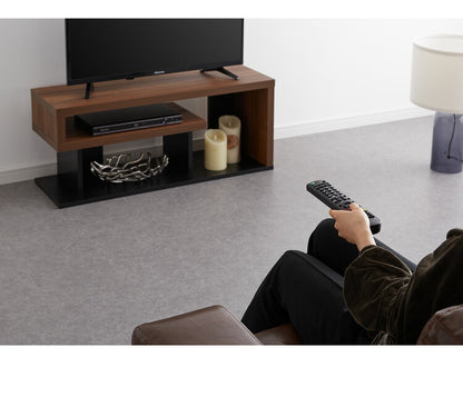 テレビ台 ローボード ヴォルデバ 幅90cm ダークブラウン ホワイト 収納 高さ37.5cm 木目調 シンプル モダン ユニーク 幾何学 スタイリッシュ おしゃれ クール ローデスク テーブル ローテーブル 白井産業 (代引不可)