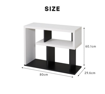 オープンラック 棚 ヴォルデバ 幅80cm ダークブラウン ホワイト 収納 高さ60.1cm 木目調 シンプル モダン ユニーク 幾何学 スタイリッシュ おしゃれ クール プリンター台 サイドテーブル 電話台 ラック 白井産業 (代引不可)