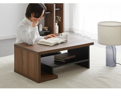 センターテーブル ローテーブル ヴォルデバ 幅80cm ダークブラウン ホワイト 収納 高さ31.6cm 木目調 シンプル モダン ユニーク 幾何学 スタイリッシュ おしゃれ クール ロースタイル 1人暮らし ラック 白井産業 (代引不可)