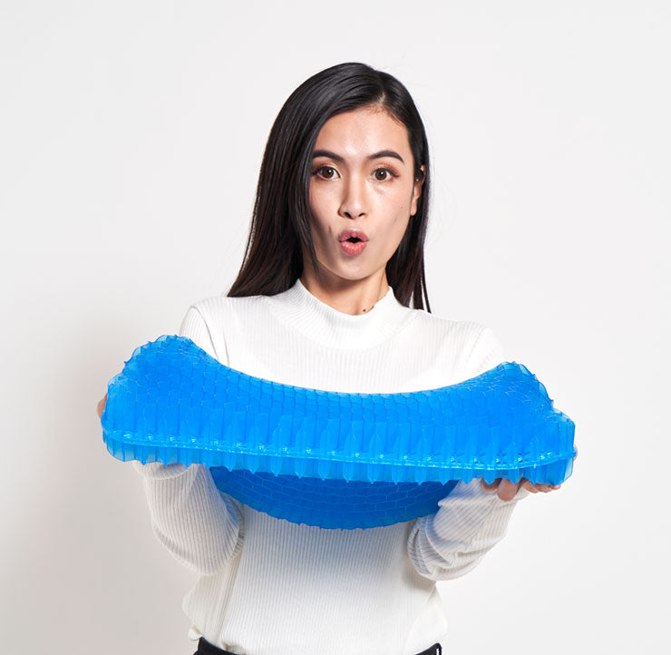 AIR-G MAX 極厚ゲルクッション 6cm 極厚 2倍 二重ハニカム構造 メッシュカバー付きジェルクッションシート 青いゲルクッション