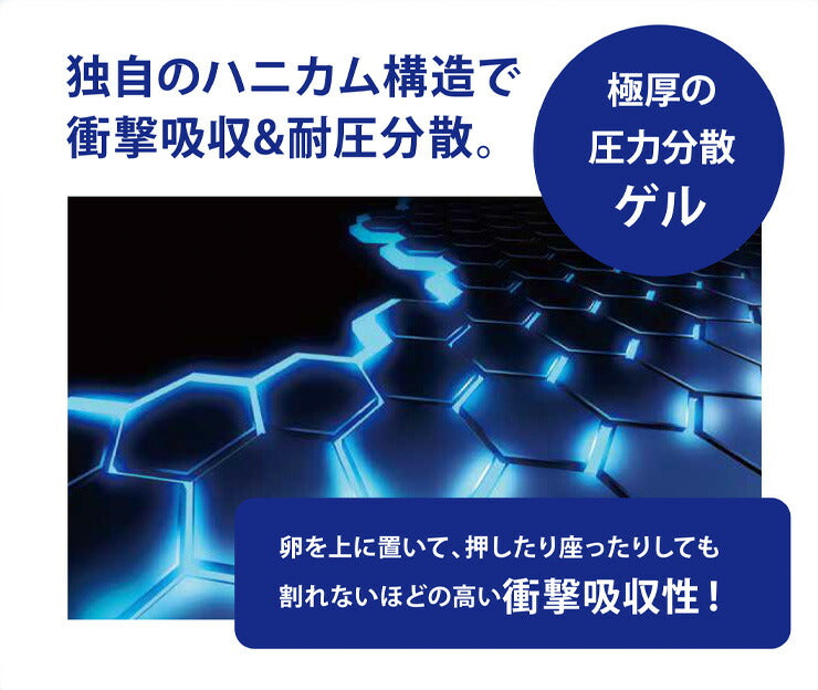 冷感MAX!6cm厚GELクッション ゲルクッション ジェルクッション ハニカム 卵が割れない 圧力分散 通気性 イス 椅子 テレワーク