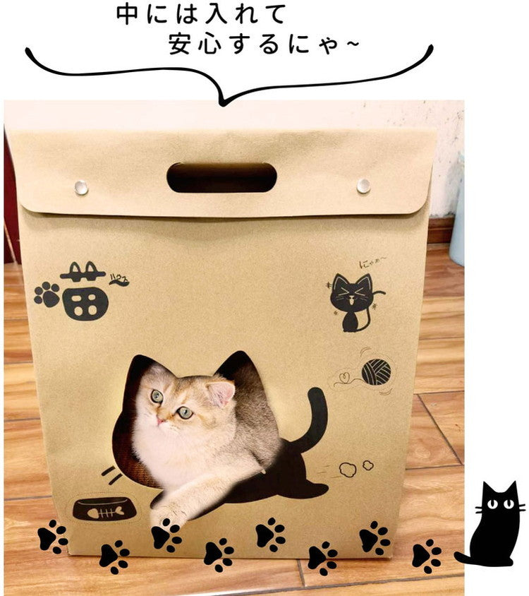 猫 爪とぎ 袋型 猫ちゃんの爪とぎ 袋タイプ ダンボール つめとぎ 段ボール 両面 ストレス発散 運動不足対策 猫用品 鈴付き 鈴 四季適用 爪研ぎ 爪磨き ペット用品(代引不可)