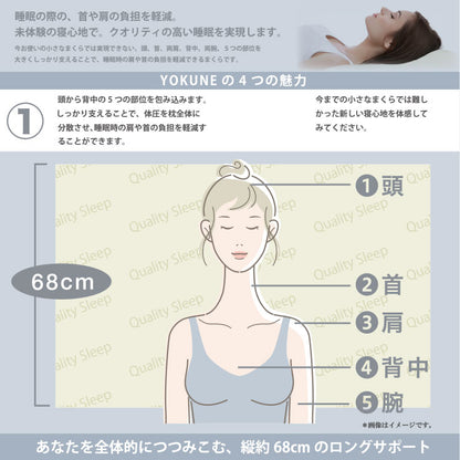 枕 まくら ボディ ピロー S シングル YOKUNE 洗える カバー洗濯可 低反発 大きい 大きめ でかい 傾斜 快眠 安眠 ワイド 幅広 よくね プレゼント ギフト 頭 首 肩 背中 腕