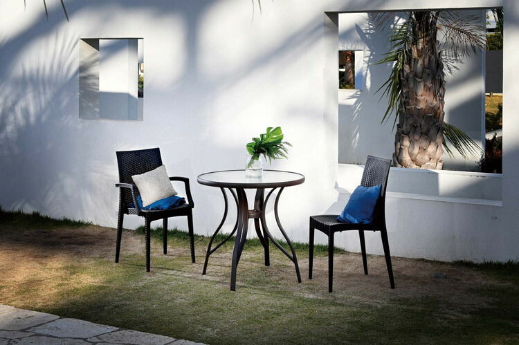 6脚セット ガーデンチェア 屋外 肘掛け アウトドア バーベキュー キャンプ ガーデン 庭 ラタンチェア テラス 黒 ブラック ダイニングチェア 椅子 パーソナルチェア 北欧 西海岸 籐ラタン風(代引不可)