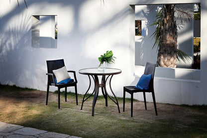 ガーデンチェア 屋外 肘掛け アウトドア バーベキュー キャンプ ガーデン 庭 ラタンチェア テラス 黒 ブラック ダイニングチェア 椅子 パーソナルチェア 北欧 西海岸 籐ラタン風 アジアン(代引不可)