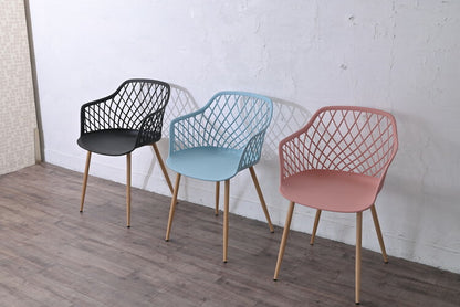 ダイニングメッシュ チェア 肘つき 北欧 4脚セット くすみカラー椅子 いす イス アーム 肘付き ダイニングチェア テラス ガーデン 庭 屋外可(代引不可)