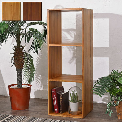 天然木 チーク材 収納 ラック オープンラック キューブボックス 棚 3段 三段 木製 おしゃれ アンティーク 北欧 シェルフ 木目調(代引不可)