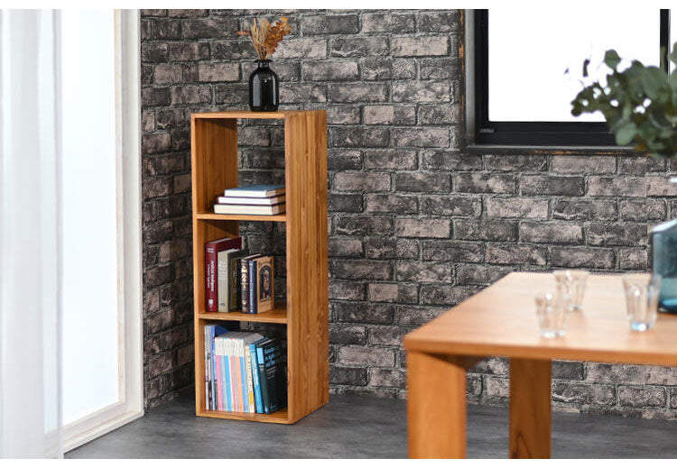 天然木 チーク材 収納 ラック オープンラック キューブボックス 棚 3段 三段 木製 おしゃれ アンティーク 北欧 シェルフ 木目調(代引不可)