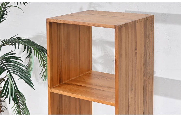 天然木 チーク材 収納 ラック オープンラック キューブボックス 棚 3段 三段 木製 おしゃれ アンティーク 北欧 シェルフ 木目調(代引不可)