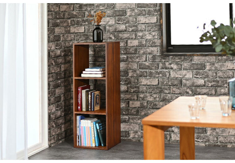 天然木 チーク材 収納 ラック オープンラック キューブボックス 棚 3段 三段 木製 おしゃれ アンティーク 北欧 シェルフ 木目調(代引不可)