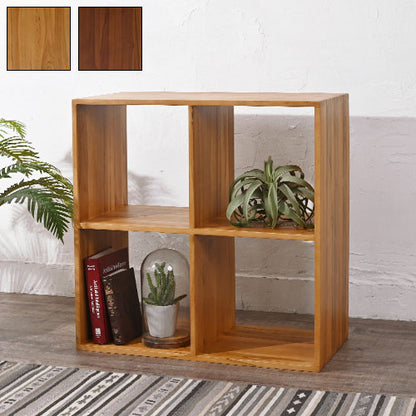 天然木 チーク材 収納 ラック オープンラック キューブボックス 棚 2×2 木製 おしゃれ アンティーク 北欧 シェルフ 木目調(代引不可)