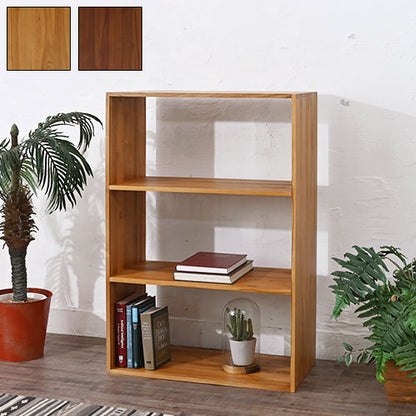 天然木 チーク材 収納 ラック 幅71 オープンラック キューブボックス 棚 3段 三段 ワイド 木製 おしゃれ アンティーク 北欧 シェルフ 木目調(代引不可)