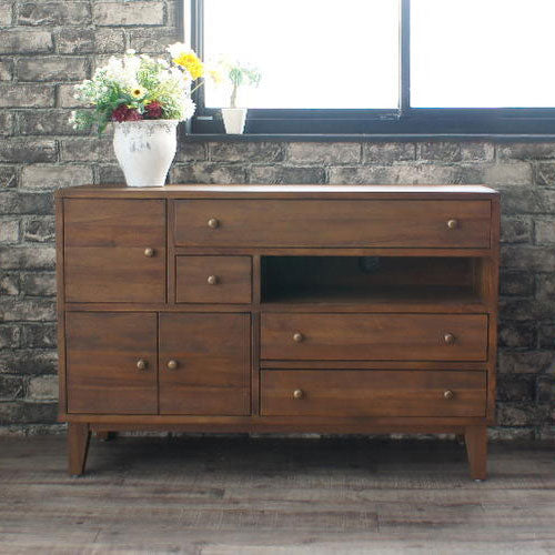 天然木 チーク無垢材 ダイニングボード リビングボード カウンタ― 収納棚 大容量 木目調 おしゃれ アンティーク 北欧 収納ボード キッチンボード(代引不可)