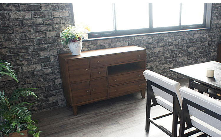 天然木 チーク無垢材 ダイニングボード リビングボード カウンタ― 収納棚 大容量 木目調 おしゃれ アンティーク 北欧 収納ボード キッチンボード(代引不可)