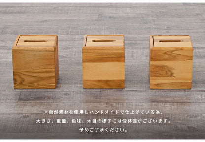 天然木 チーク 無垢材 アジアン チーク無垢材 ティッシュケース おしゃれ ティッシュボックス トイレットペーパーケース 木製 ヴィンテージ(代引不可)