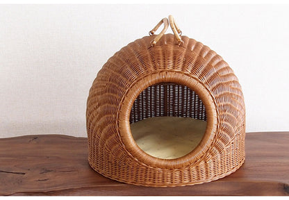 ラタン ペット キャリーバック ペットハウス 籐製 ラタンバスケットラタン製 犬 キャリーバック 小型犬 猫 うさぎ ペット ラタン ドッグハウス キャットハウス おしゃれ かわいい(代引不可)