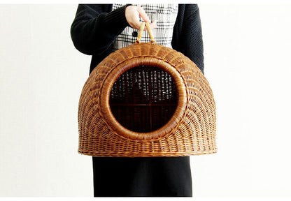 ラタン ペット キャリーバック ペットハウス 籐製 ラタンバスケットラタン製 犬 キャリーバック 小型犬 猫 うさぎ ペット ラタン ドッグハウス キャットハウス おしゃれ かわいい(代引不可)