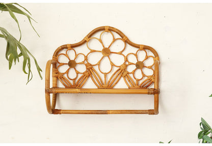 ラタン 壁掛け ウォールシェルフ 幅43 シェルフ 壁 おしゃれ カゴ バスケット ナチュラル アジアン 籐 収納 かわいい オープンラック 和風(代引不可)