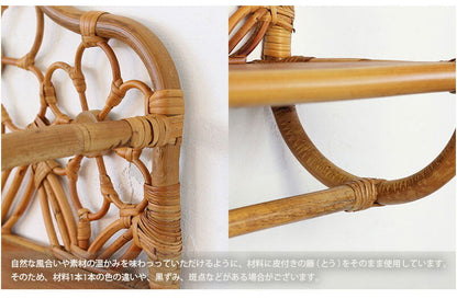ラタン 壁掛け ウォールシェルフ 幅43 シェルフ 壁 おしゃれ カゴ バスケット ナチュラル アジアン 籐 収納 かわいい オープンラック 和風(代引不可)