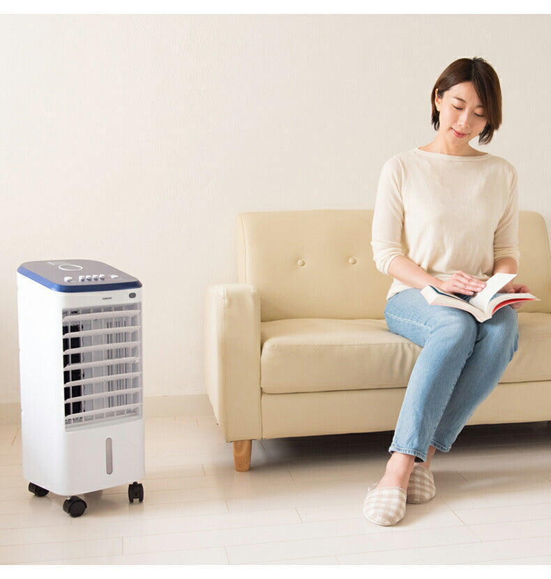 冷風扇 ブルー キャスター付き 静音 取っ手 簡単操作 水洗い コンパクト スイング機 3段階調整 冷風 クーラー スポットクーラー ミニエアコンファン ポータブルクーラー 送風機 SY-076(代引不可)