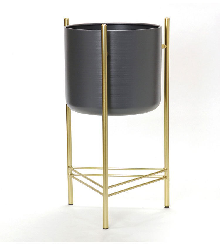 ゴールドアイアン 脚付きプランター台 Sサイズ フラワースタンド グレー ポット 鉢植え アイアンスタンド 花台 グリーン 植物 ディスプレイ ゴールドステム おしゃれ