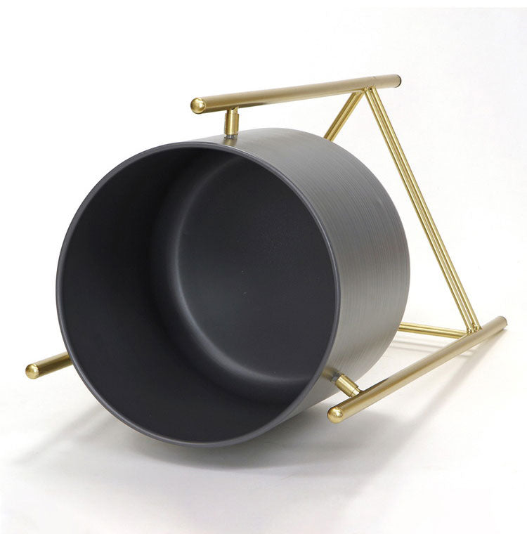 ゴールドアイアン 脚付きプランター台 Sサイズ フラワースタンド グレー ポット 鉢植え アイアンスタンド 花台 グリーン 植物 ディスプレイ ゴールドステム おしゃれ