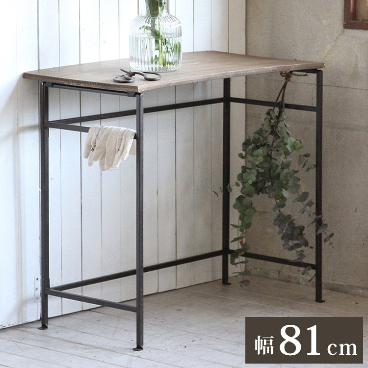 アイアン 折りたたみ式 ディスプレイテーブル 組立簡単 81×45cm 高さ73cm アイアン脚 折りたたみデスク コンソール 省スペース コンパクト ショップ 店舗 什器 ジョセフアイアン