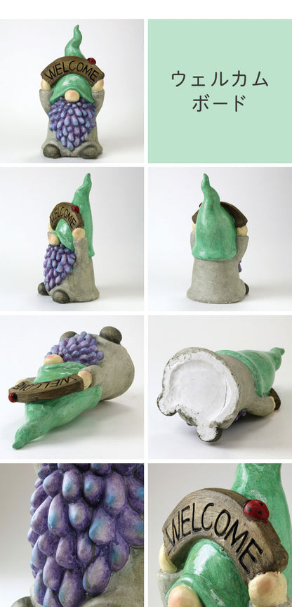 ガーデンノーム 選べる3タイプ ウェルカムボード ソーラーライト バスケット 庭小人 ガーデン・ノーム 庭 玄関 オブジェ 置物 ガーデンノーム像 ライト 照明 装飾 かわいい 可愛い おしゃれ