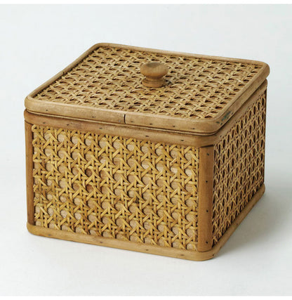 ラタン 蓋付き スクエアボックス Sサイズ 天然素材 フタ付き ボックス 箱 小物入れ 収納 籐 アジアン家具 韓国インテリア ナチュラル ラタンカントリー おしゃれ