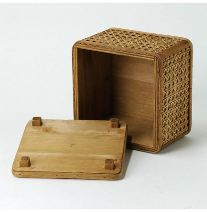 ラタン 蓋付き スクエアボックス Sサイズ 天然素材 フタ付き ボックス 箱 小物入れ 収納 籐 アジアン家具 韓国インテリア ナチュラル ラタンカントリー おしゃれ