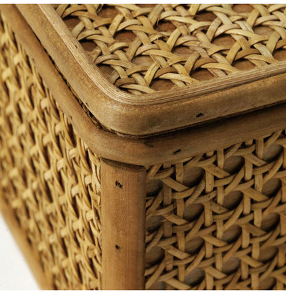 ラタン 蓋付き スクエアボックス Sサイズ 天然素材 フタ付き ボックス 箱 小物入れ 収納 籐 アジアン家具 韓国インテリア ナチュラル ラタンカントリー おしゃれ